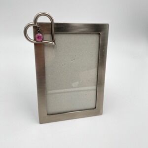 Connoisseur Pewter‎ Finish Heart Photo Frame with Pink Rhinestone Accent 4x6